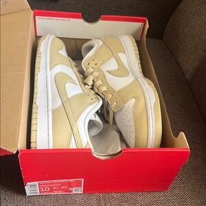 Nike Men's Beige and White Sneakers